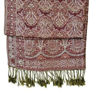 Pashmina Paisley 45% Silk 55% Cashmere Wool Scarf Shawl‎ Fall Colors Boho Hippie